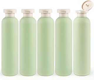 5 Pcs 260ml/8.8oz Squeeze Bottles Plastic Travel Lotion Bottles Refillable Containers with Flip Cap for Toiletries Creams Lotion Shampoo Conditioner