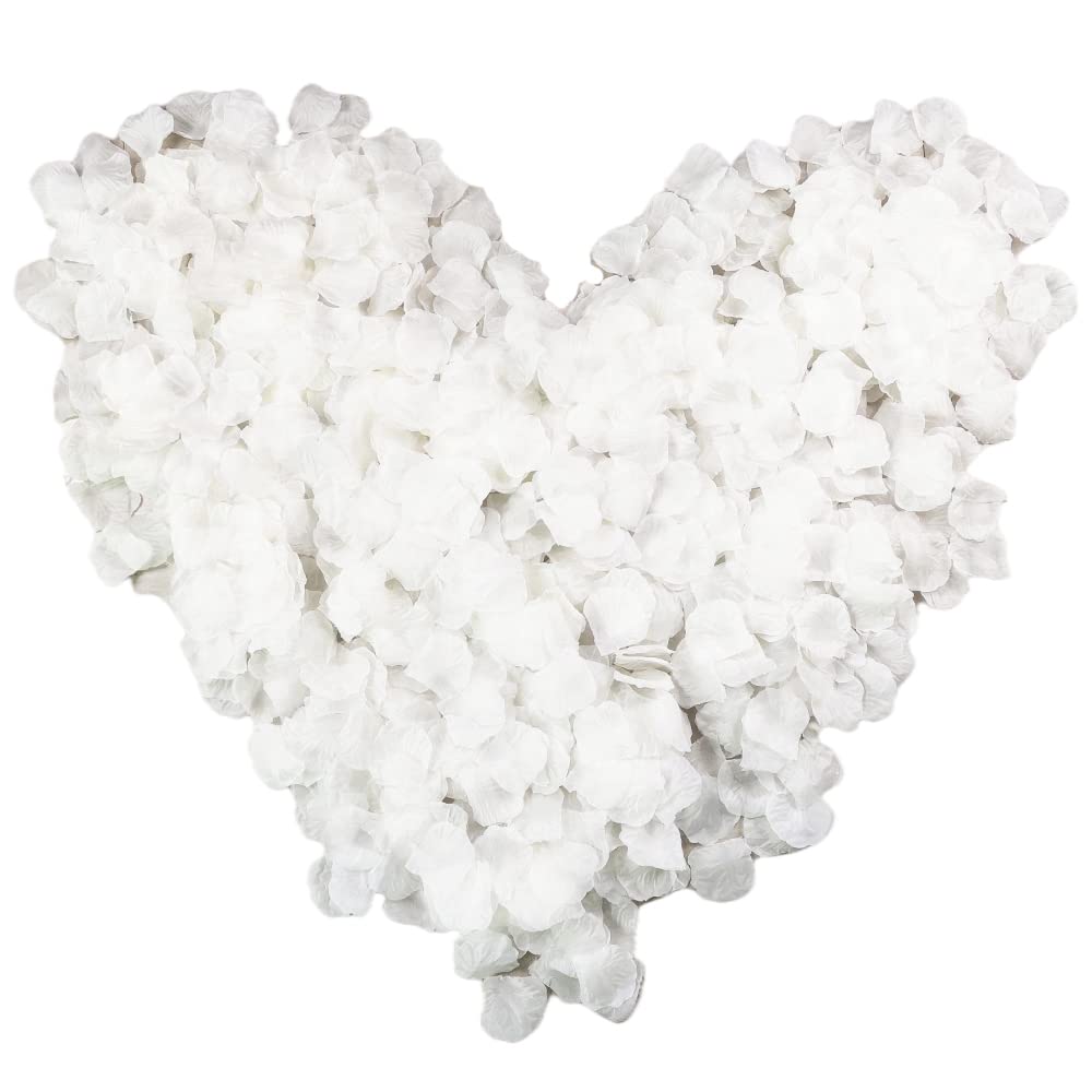 Milky White Silk Rose Petals Wedding Flower Decoration , Dinner Table Centerpieces,Artificial Flower Silk Petals for Valentine's Day, Wedding, Romantic Night, Party, Table, Dining Room 1000 PCS