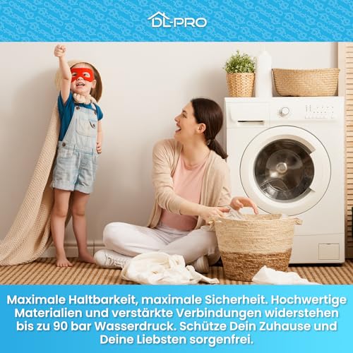 DL-pro 1,5m Zulaufschlauch Verlängerung für Waschmaschine und Spülmaschine - UNIVERSELL - [ROBUST & DICHT] - Für alle gängigen Modelle - Waschmaschinenschlauch Verlängerung - Größe wählen