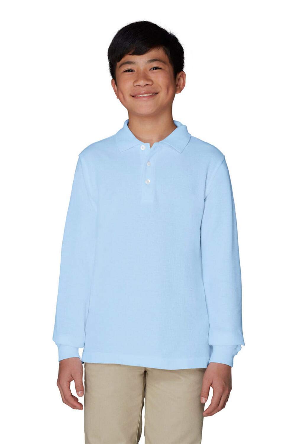 French Toast Boys Pique Polo School Uniform Shirt with Long Sleeves for Boys and Girls