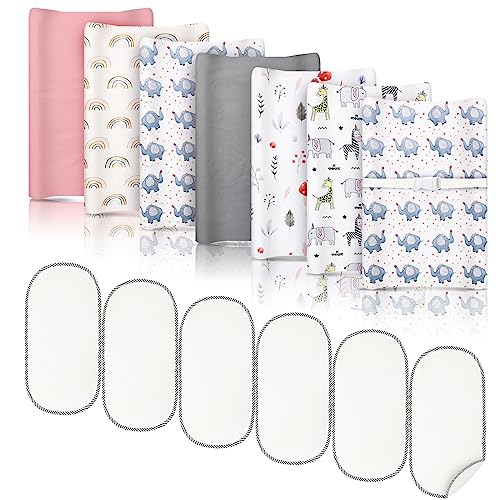 Kinlop 6 Pcs Changing Pad Cover And 6 Pcs Changing Pad Liners For Baby Girls Boys, Changing Table Pad Covers Changing Table Cover Liners Rainbow Boho Animal Woodland Changing Pad Sheets #TOP26