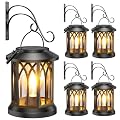 Solar Lanterns Outdoor Waterproof 4 Pack, Upgraded Solar Lantern Outdoor Lights with Wall Mount Kit, Hanging Solar Lights for Outside Decorative Patio Yard Path Porch Garden Decor