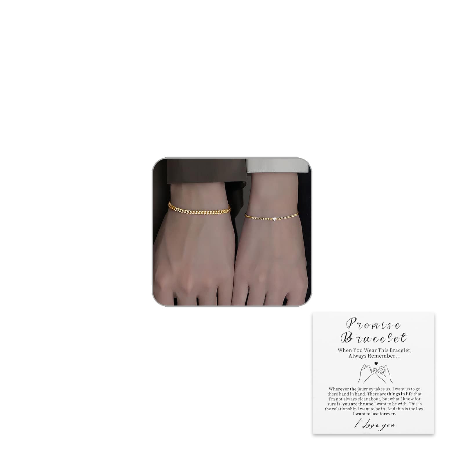 2 Pcs Matching Couple Bracelets for Women Men Charm Bracelets for Women Pinky Promise Friendship Bracelets Matching Bracelets for Couples Valentine's Day Gifts