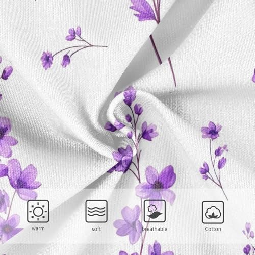 Purple Flowers Leaves Girls Panties, Toddler Panties, Girls' Cotton Brief Underwear, 2–8 Years3