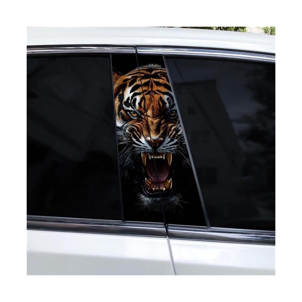 Decorative Items 2pcs Animal Lion Car B-Pillar Decals Waterproof Decorative Stickers(H)