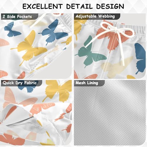 Pigsaly Boys Swim Trunks Animal Butterfly Spring Colorful Boys Board Shorts Swimsuit Swimwear Summer Bathing Suit 3T3