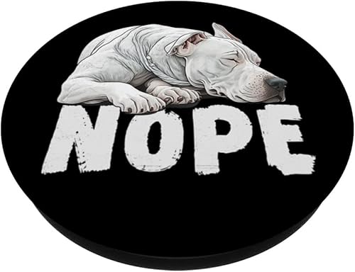 Miniatura 2 de Dogo Argentino Nope Funny Lazy Pet Dog Cute PopSockets Swappable PopGrip