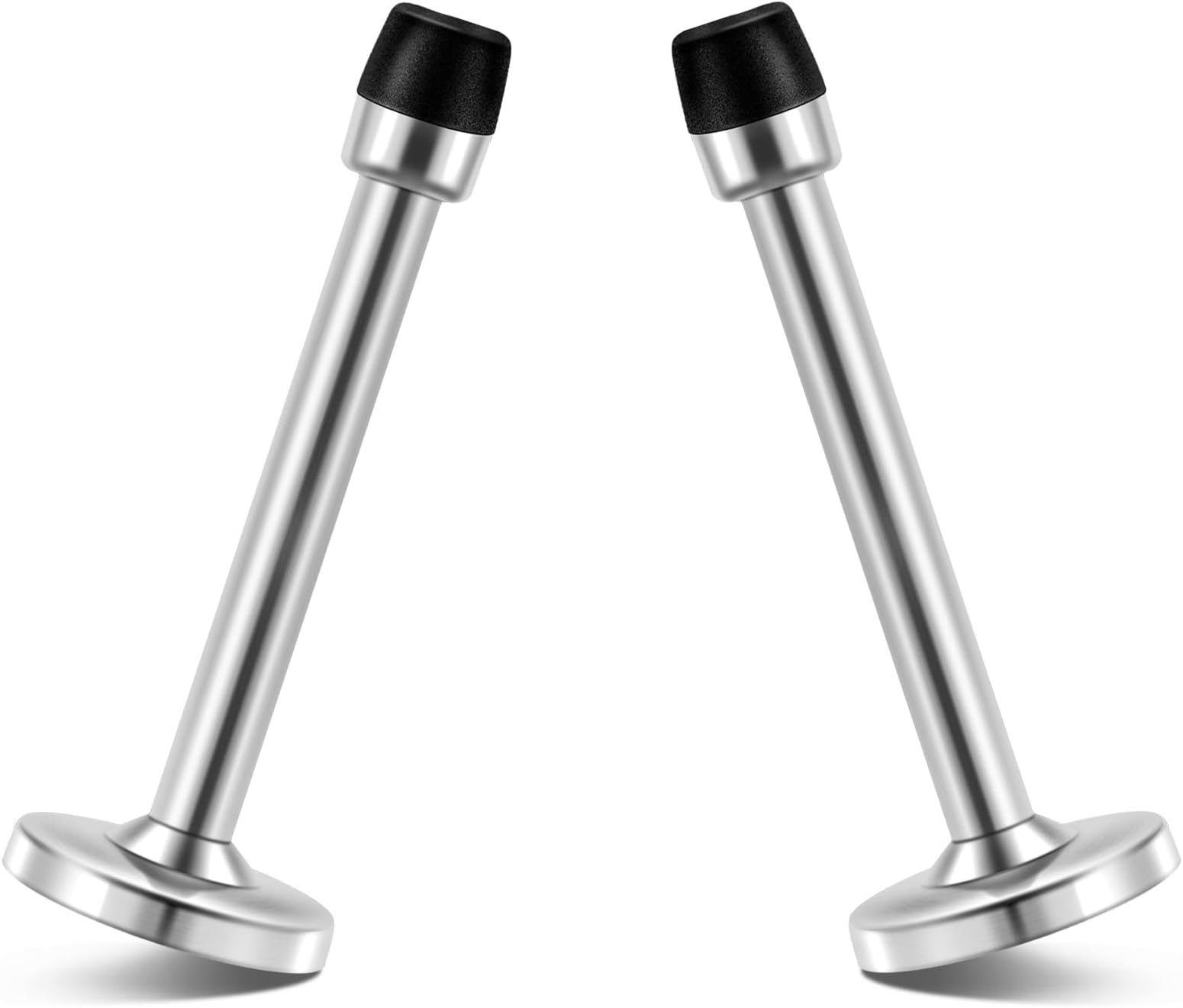 Door Stopper, 5 Inch Extra Long Door Stop, Solid Rigid Modern Heavy Duty Brushed Satin Door Holder Stainless Steel Door Stoppers Silver, Door Stopper Wall, 2 Pack