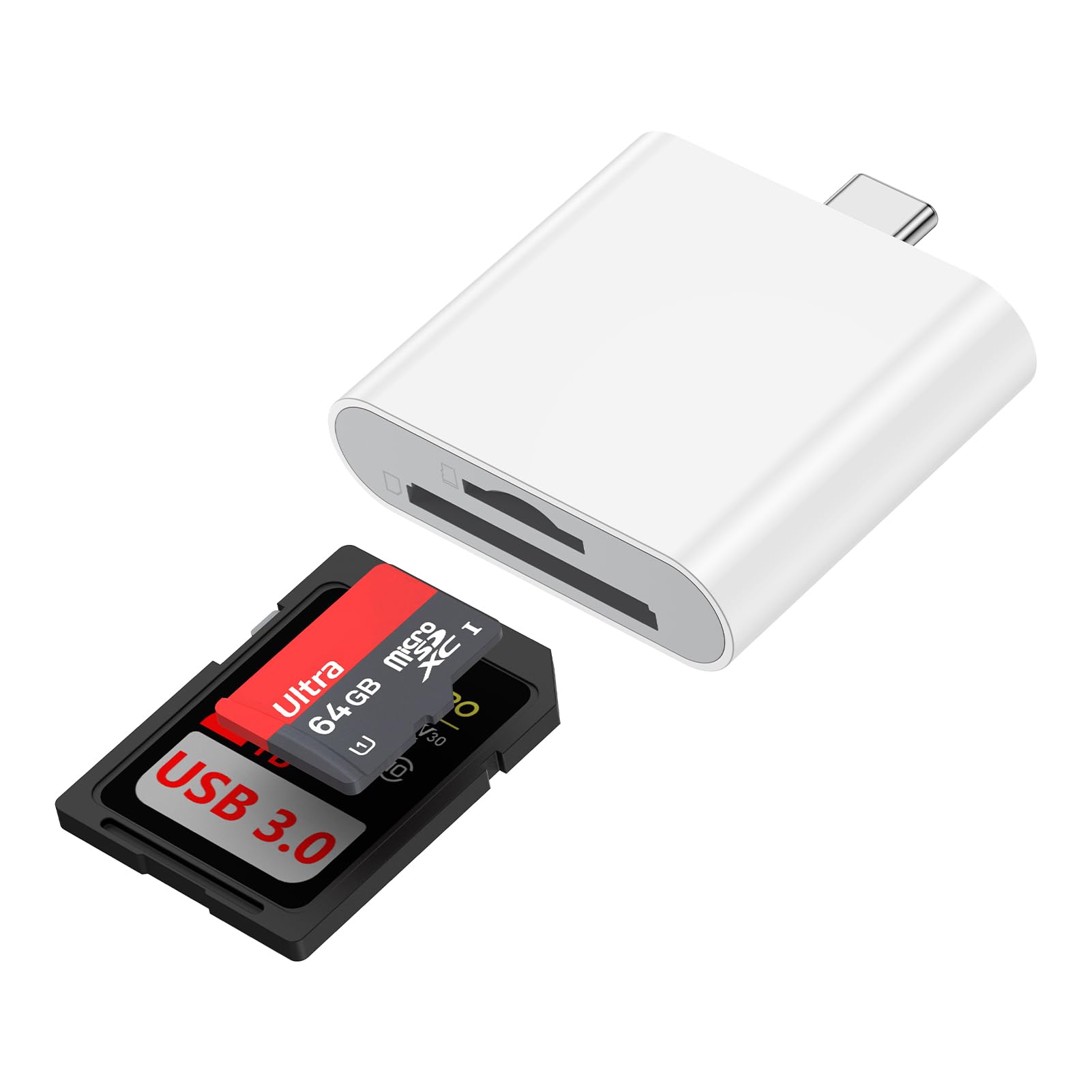 Hootek SDカードリーダー タイプC 2-in-1 SD/TFカード OTG対応 双方向/高速データ転送 MicroSDカードリーダー ホワイト