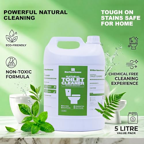 Image of Natural Toilet Cleaner 5L Pack | Plant-Derived, Non-Toxic & Non-Corrosive Formula | Commode Cleaner for Hygienic Bathroom Cleaning | Includes Free Empty Spray Bottle