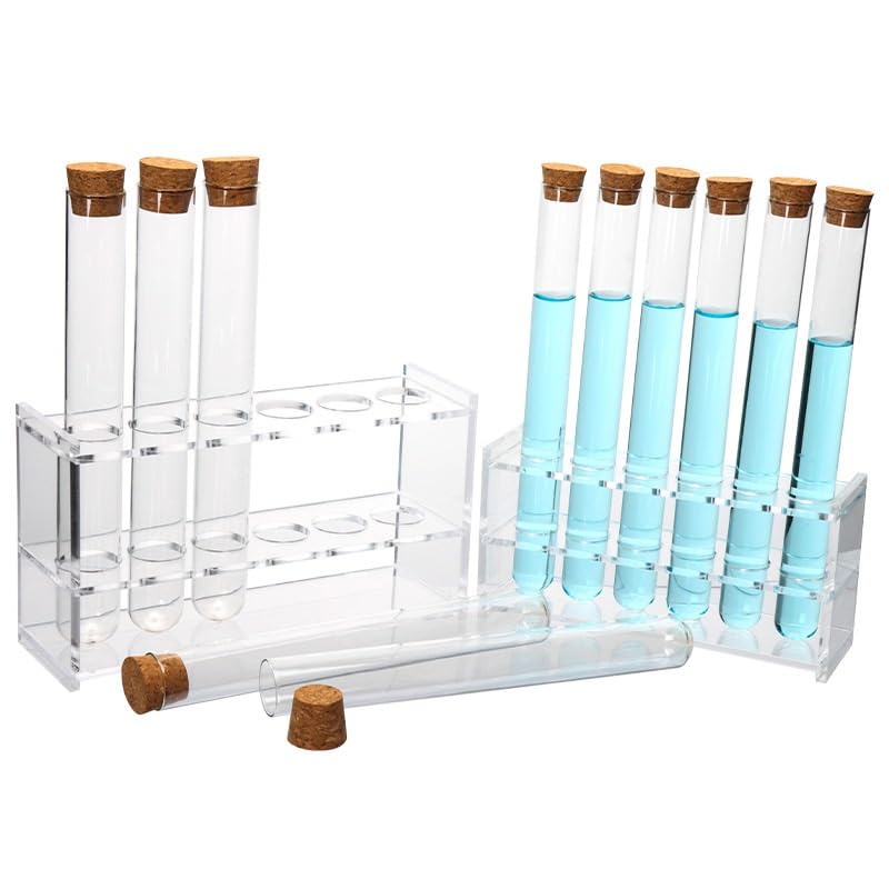 Set Di Provette In Vetro, Provette Con Supporto, Provette In Vetro Con Tappi Di Sughero, Provette Trasparenti Con Supporto In Acrilico, Kit Portaprovette 6 Fori(6-Hole 20 * 200 Rack Set)