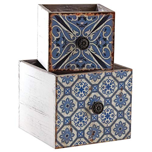Corbeilles tiroirs en bois de qualité AubryGaspard au motif mosaïque raffiné