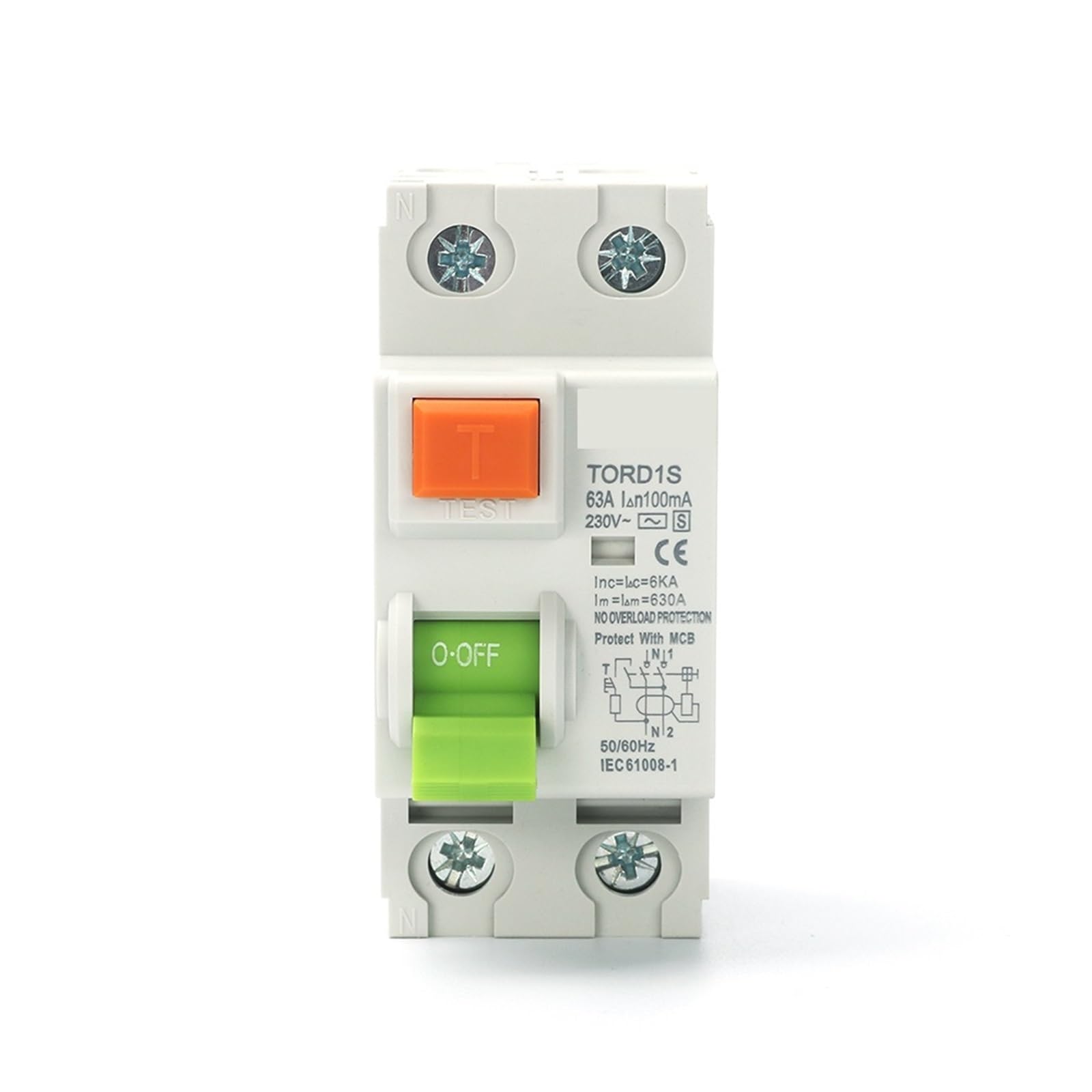 Disjoncteur différentiel Type S 63A 100mA 2 pôles pour protection électrique durable