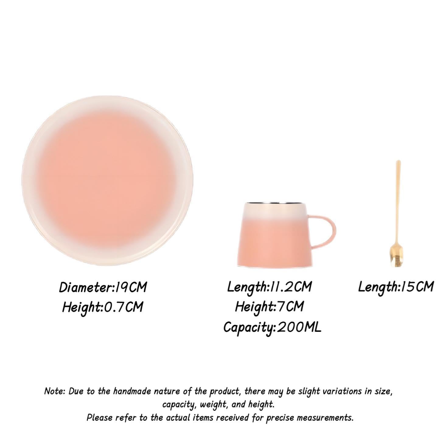 KOOLASA Ceramic Coffee Mug Sets Tea Cup with Spoon Saucer Cup and Saucer Sets 200ml Gradient Color, A8(200ml) - Image 2