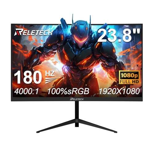 Image of 23.8 Inch Curved Gaming Monitor, 180Hz,1ms FHD1080P, 100% sRGB, Support Freesync, Frameless,4000:1 Contrast Eye Care, HDMI DP Ports, VESA Mountable, Ideal for Gaming, Work (G25F180)