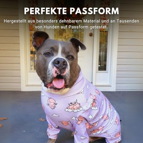 Spark Paws Hundepyjama, ultraweich und 4-Wege-Stretch, Erholungsanzug nach Operation, Schlafanzug Onesie für Kleine, Mittlere und Große Hunde, When Pigs Fly, XL