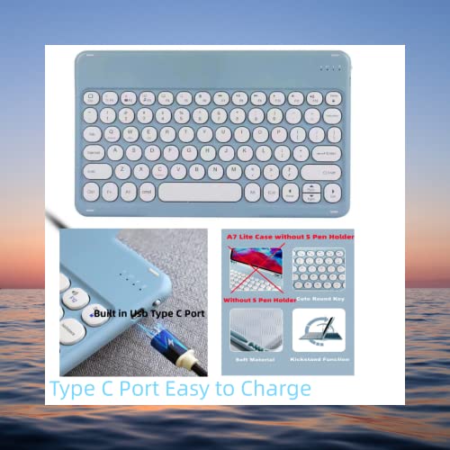 Lrufodya Keyboard Case For Samsung Galaxy Tab A7 Lite 8.7" 2021, Candy Colors Detachable Round Keys Wireless Keyboard (Usb C Port) Slim Cover For Model Sm-T220 T225 T227 (Pink) #TOP2