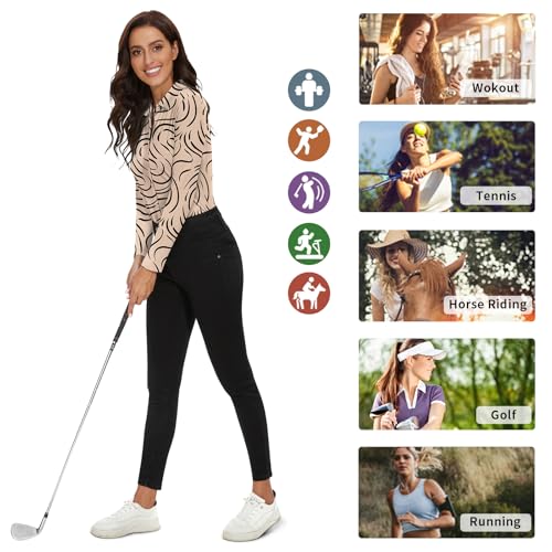 Image of Soneven Womens Golf Polo Shirts 3 /4 Long Sleeve V Neck Button Down Shirts Business Causal Work Blouses Tops