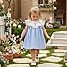 Toddler Girls Dress Easter Clothes Cross Embroidered Doll Collar Fly Sleeve Casual Dress Baby Fashion Princess Dress (Sky Blue, 18-24 Months)