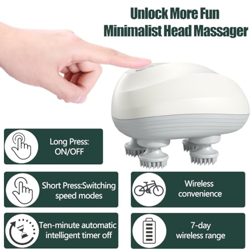 GiftPlus Massageador elétrico de couro cabeludo – Massageador de cabeça multifuncional à prova d'ág