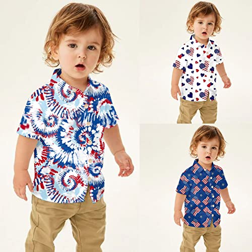 Girls Boys 4th of July T-Shirts Short Sleeve Lapel Kids American Flag Graphic Shirts Patriotic Independence Tee Tops2