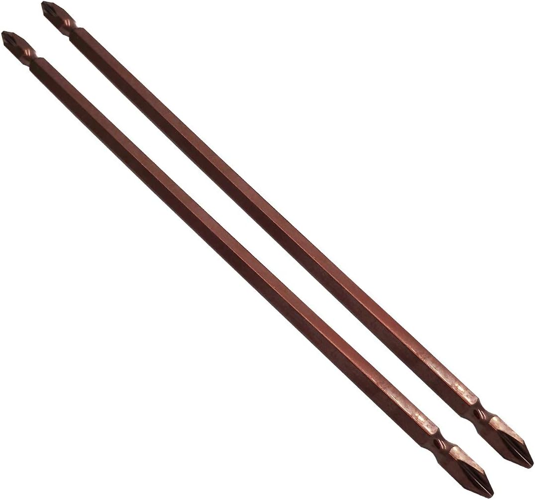 2Pcs 8 Inch(200mm) Length Magnetic Double Ended PH2 Phillips Cross Screwdriver Bits