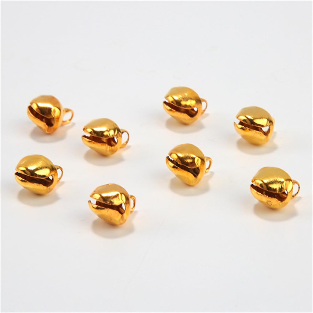 100pcs Jingle Bells 1/4-Inch Jingle Bell/Small Bell/Mini Bell DIY Bracelet Anklets Necklace Knitting/Jewelry Making, Craft Bells Bulk DIY for Christmas Home and Pet Decorations (Gold)