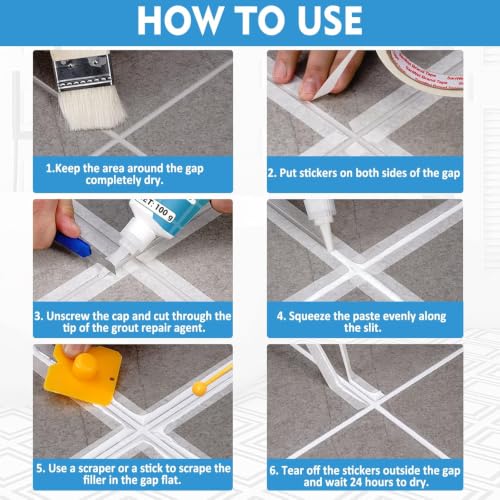 Kit de Reparación de Lechada para Baldosas, Pack de 2 Pintura para Lechada para Baño, Ducha, Cocina, Piso miniatura 4