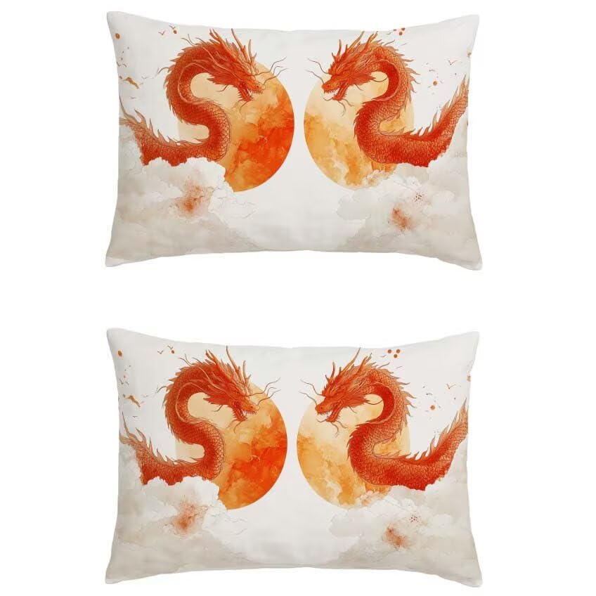 Housse coussin exterieur orange imperméable 50x60cm pour automne