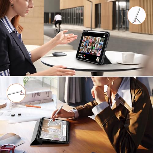 CACOE Funda Compatible con iPad 11.ª Generación (A16) 11" 2025 / iPad 10.ª Generación 10.9" (2022) (A2757/A2777), Funda Trasera Transparente Ultrafina con Portalápices,Negro