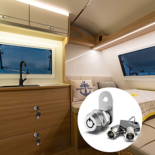 1 Pack Cabinet Locks With Keys, 5/8" Cam Locks Keyed Alike, Rv Storage Lock For Rv Compartment Door Mailbox Toolbox Locks Replacement Set, Chrome #TOP4