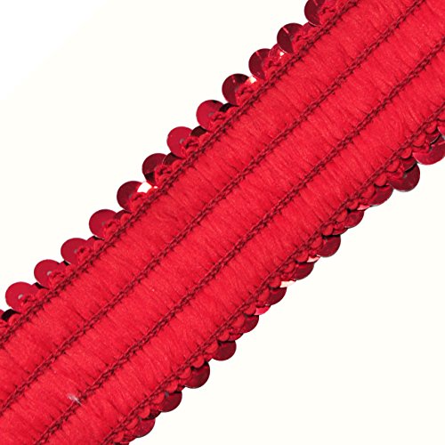image for Mandala Crafts Elastic Sequin Ribbon Trim - 1.5 Inch Red Sequin Elasti