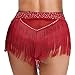 WDWQVQGF Womens Shiny Rhinestone Tassel Fringe Dance Skirt Ballroom Latin Salsa Tango Samba Rumba Dancing Performance Costume For Dance and Performance(Brown,L)