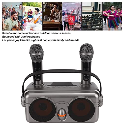 Máquina de Karaokê, com 2 Microfones e Bateria Embutida de Grande Capacidade, Bluetooth, Disco U Out