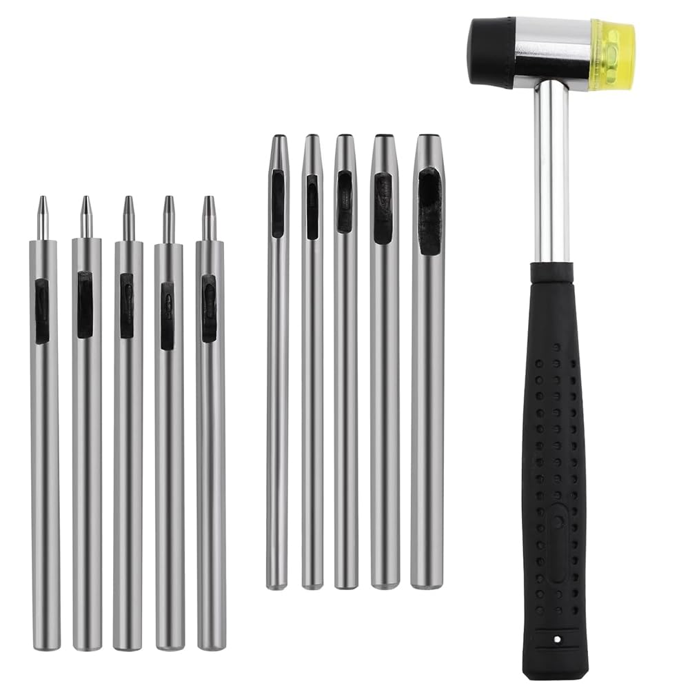 Erpmlyo 10 Pcs Leather Hole Punch Tool Set, 0.5mm-3.5mm Round Hole Punch Working Tools for Leather Belts Canvas, Watch Band