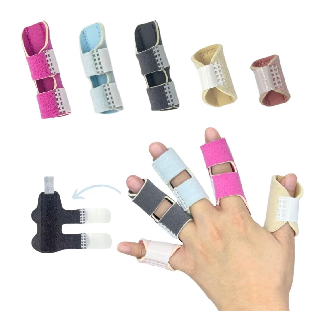 5 Pcs Color Trigger Finger Splint , Finger Brace for Straightening or Support for Fingers,Thumb Brace, Broken Finger Protector, Broken Fingers Straightening,Pain Relief, Suitable for thumb, Index,