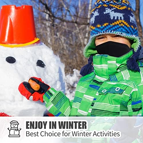 HEGCOIIE 2 Pack Winter Kids Neck Warmer ,Fleece Windproof Neck Gaiter Face Covering Mask Snood Scarf Multifunctional Headwear for Boys and Girls Outdoor Sports