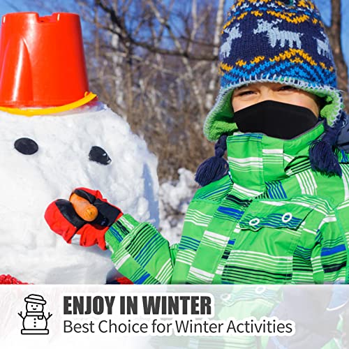 2 Stück Kinder Loop Schal Fleece Schlauchschal Kinder Halswärmer Halstuch Winddicht Ski Maske Warmer für Jungen Mädchen Outdoor Skifahren Radfahren (Schwarz+Grau)
