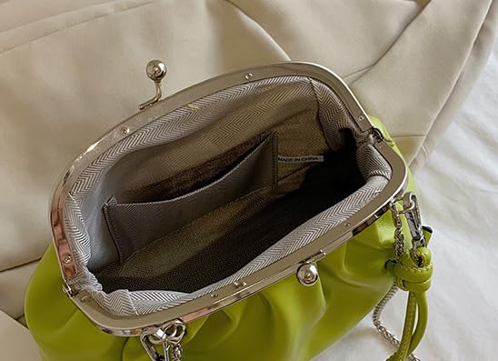 Clutch Purse for Women Soft Pleated PU Tote Shoulder Bag Formal Wedding Clutch Crossbody Handbag Kiss Lock Underarm Purse4