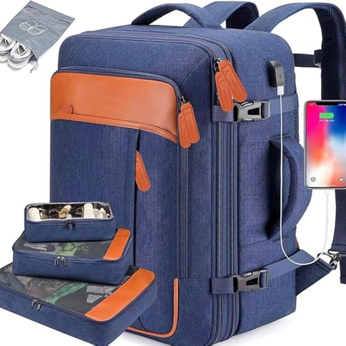 LANHUIYY Zaino da viaggio 56x37x22 Zaino da Viaggio Aereo Bagaglio a Mano Piccolo Borsa da Cabina 56 litri Adatto a zaini da viaggio uomo e donna di volo, per Scuola Lavoro Trekking (blu, 56 litri)