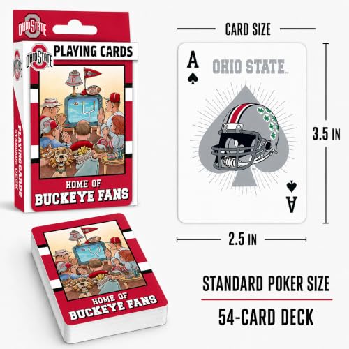 Image of Masterpieces Ohio State Buckeyes Fan Deck Playing Cards - 54 Card Deck - Premium Quality Educational and Fun Activity for Kids and Families - Great Gift Idea for Holidays Birthdays