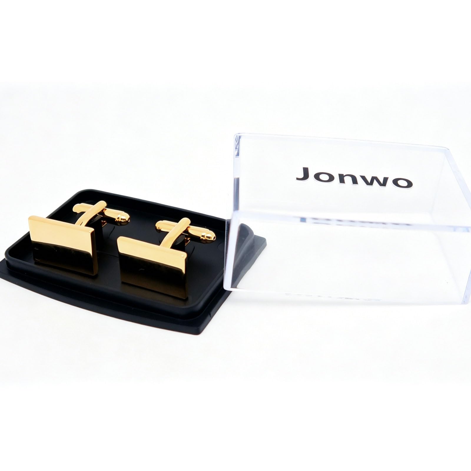 Classique Rectangle Brillant Métal Boutons de Manchettes Homme en Coffret Cadeau Cufflinks Bijoux pour Mariage Affaires Chemise Robe Cadeau Anniversaire