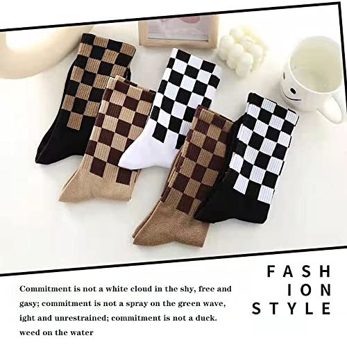 Checkered Socks, Fashion Socks For Women, Checkered Socks Women, Cotton Funny Crew Socks Fun Cozy Cute For Women Gifts. (Checkerboard 5Pcs) #TOP2