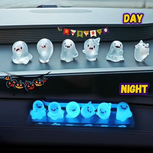 6 Pack Rearview Mirror Luminous Ghosts Halloween Cute Ornament Set - Cars Rear View/Dashboard/Touchscreen Top Funny Adorable Auto Mini Decor, Car Interior Accessories for Women Men - Thumbnail 7
