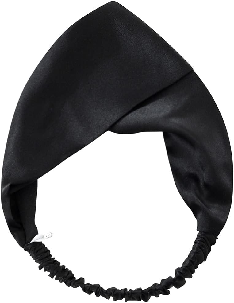 ZIMASILK 100% Mulberry Silk Headband Elastic Twisted Head Hair Wrap Accessory Turban For Women(Black)