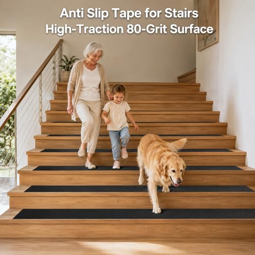 Image of 16 Inch x 20FT Anti Slip Traction Tape, Wide Non Slip Grip Tape with 80 Grit Abrasive Surface for Stairs, Ramps, Walkways, Garage Floors, Indoor Outdoor, Black