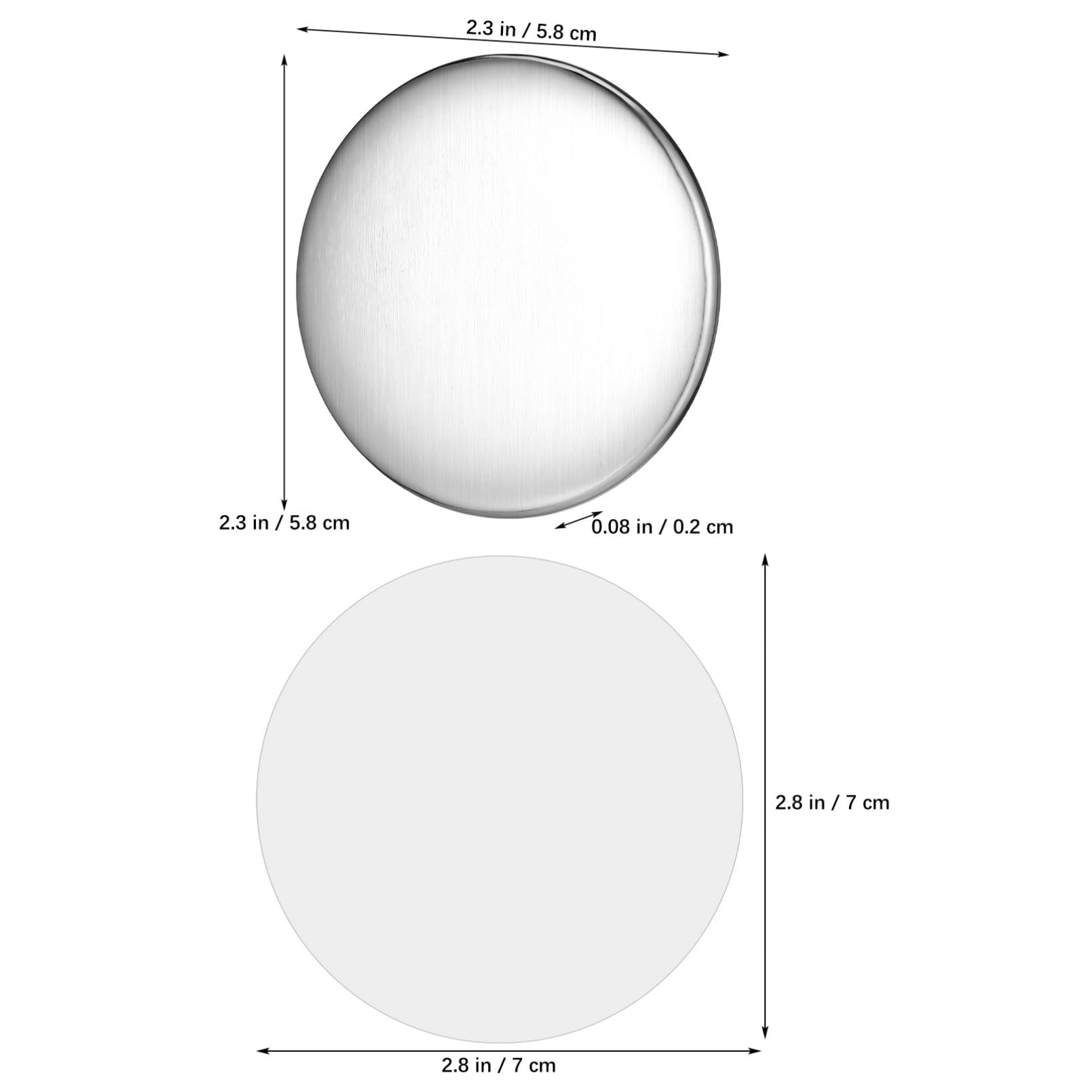 Materiali per Badge Rotondi 58mm in Ferro Argento, 100 Set