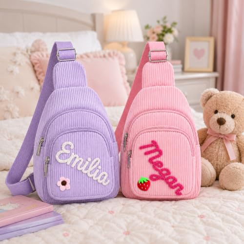 Custom kids crossbody bag, Corduroy crossbody bag for a child gift — view 6