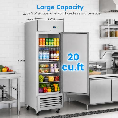 Image of Mojgar 20 Cu Ft Commercial Refrigerator, 27 Inch, Stainless Steel Design