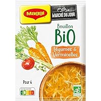 Epicerie salée Alimentation bio et produits écologiques Soupes déshydratées, Préparations pour potages, Veloutés instantanés MAGGI Potage Bio Soupe Bouillon Légumes + Vermicelles 4 Assiettes 60G